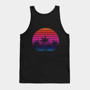 Palm Tree Silhouetted Sunset Tank Top